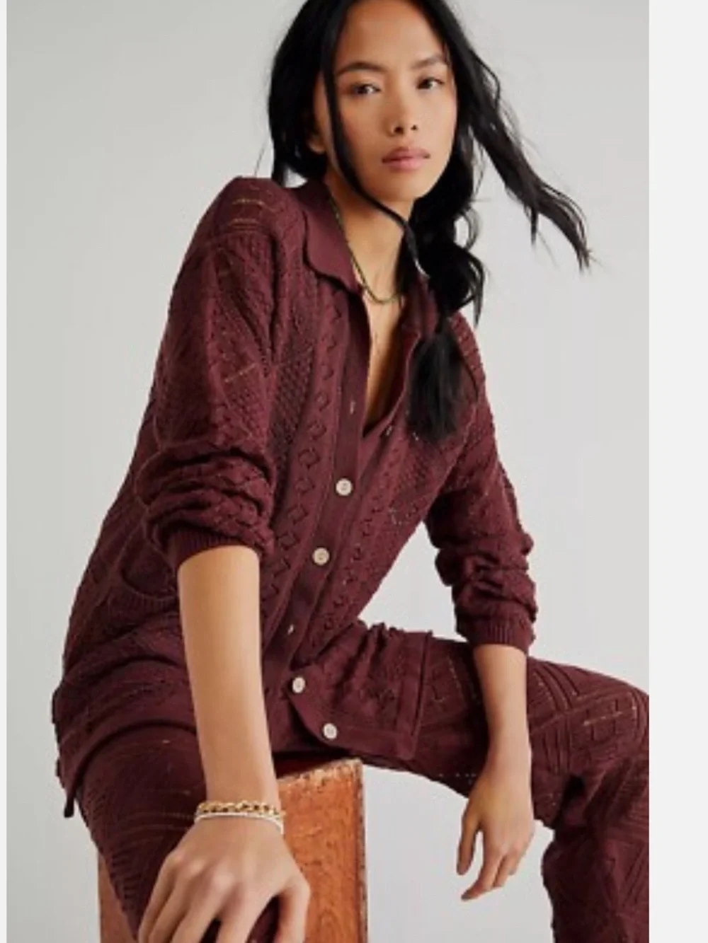 Free People Get Away Fauxchet Set Burgundy